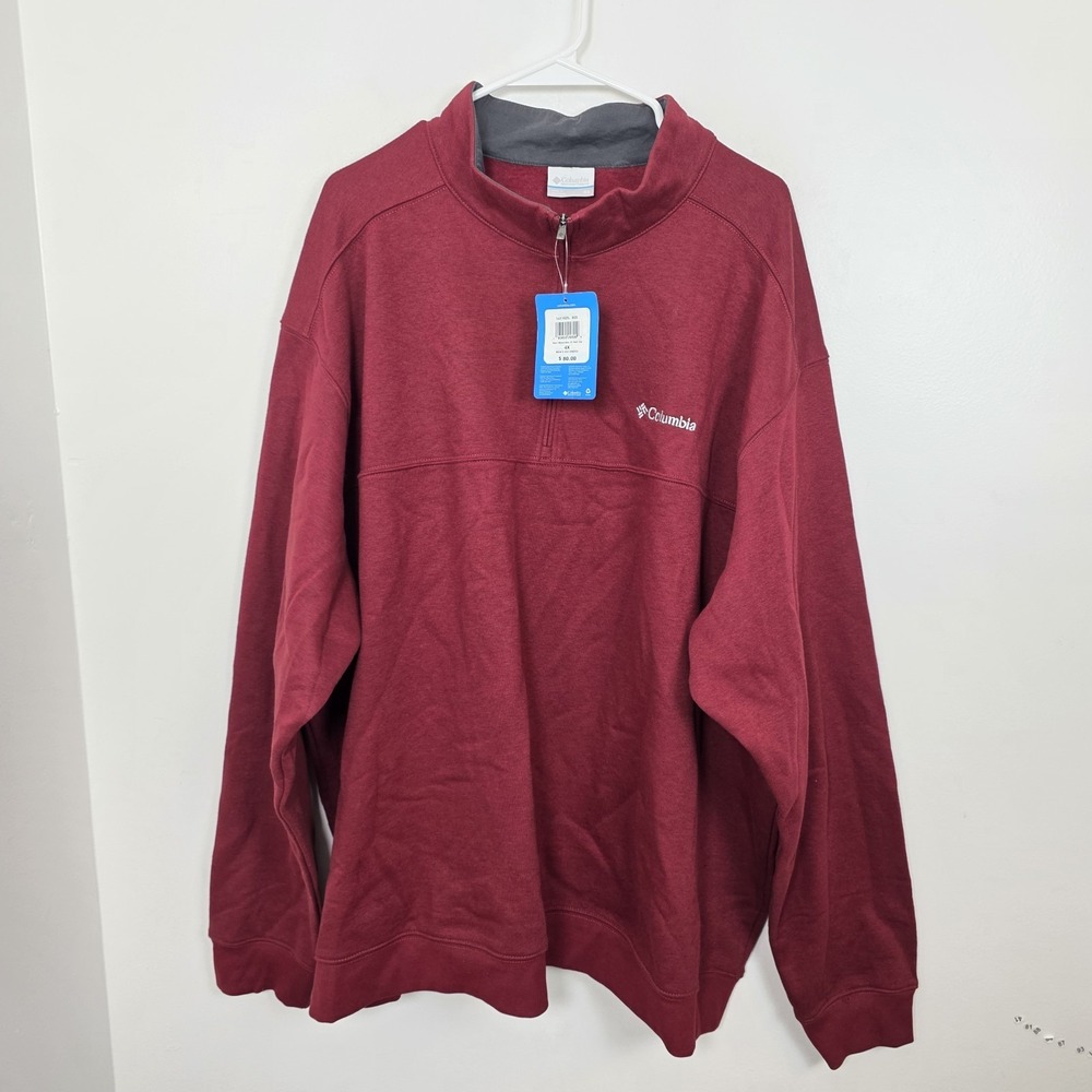 Columbia Red Men's Hart Mountain II Half Zip Outdoor Sweatshirt Pullover Size 4X